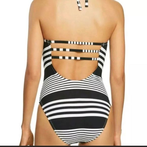 La Blanca 4 black and white stripe swimsuit nwot - Picture 2 of 7
